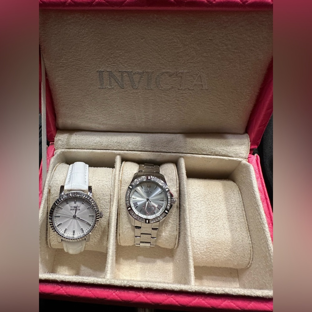 Invicta Silver and White Watch Duo